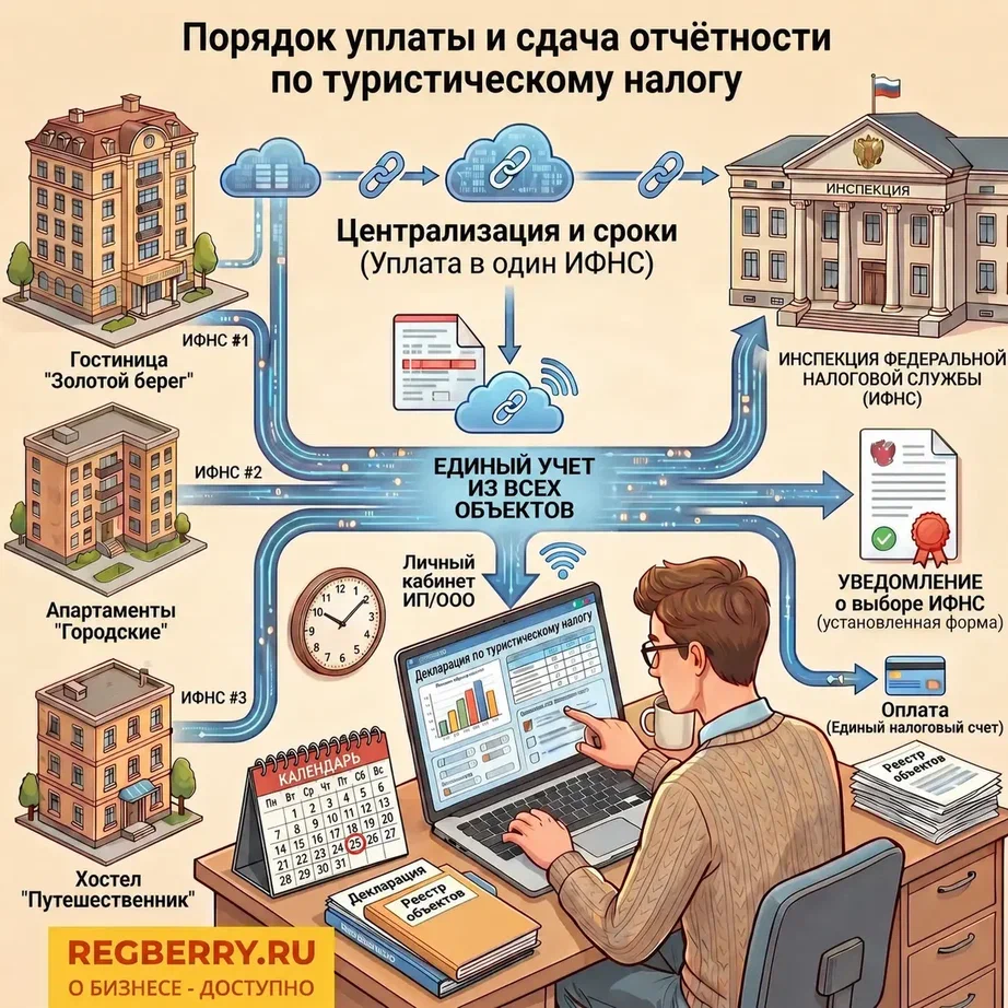 Порядок уплаты и сдача отчётности по туристическому налог
