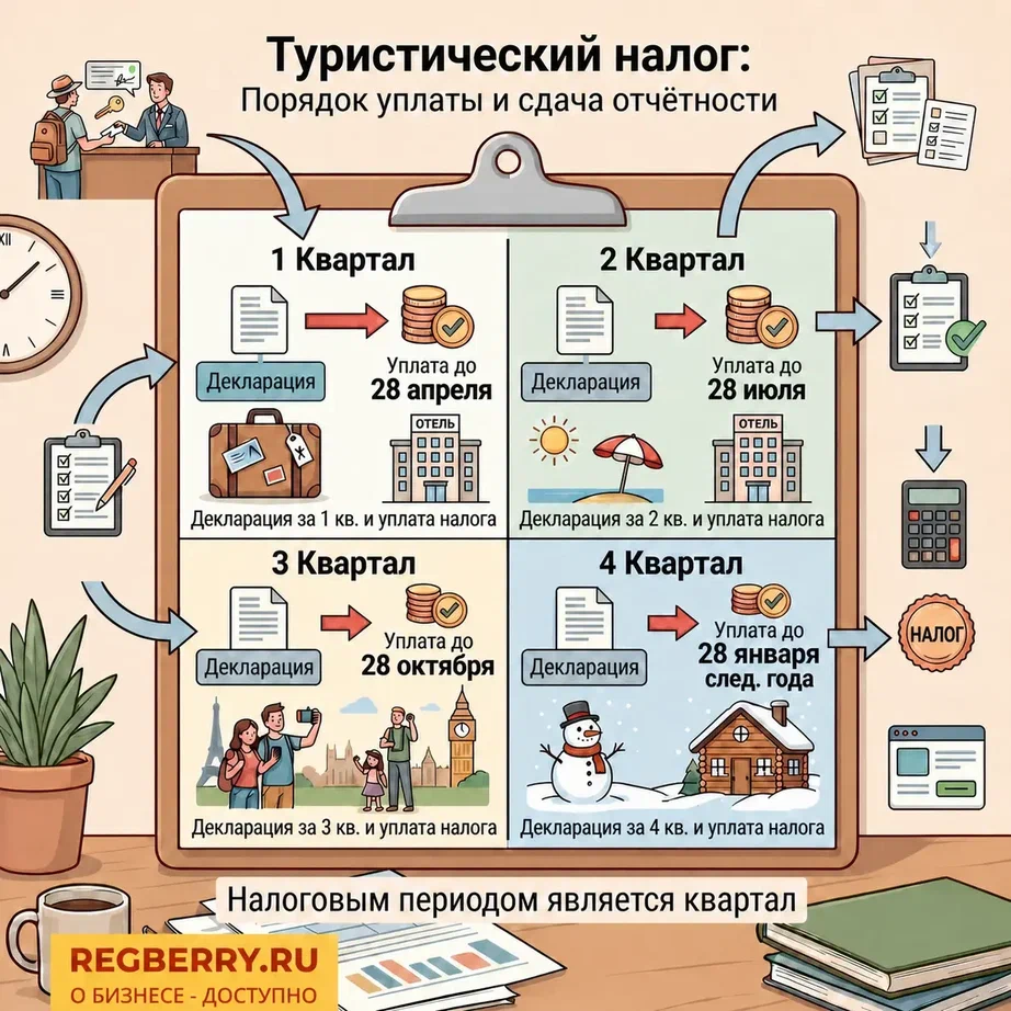 Порядок уплаты и сдача отчётности по туристическому налог 2