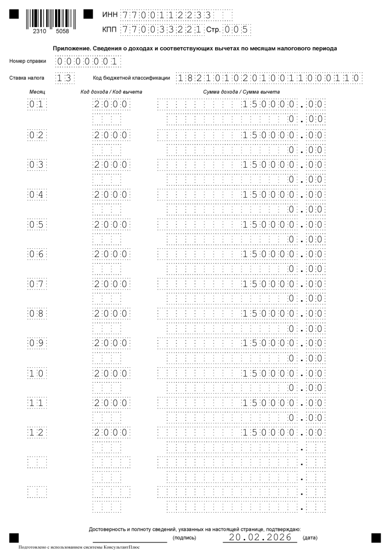Приложение к Справке