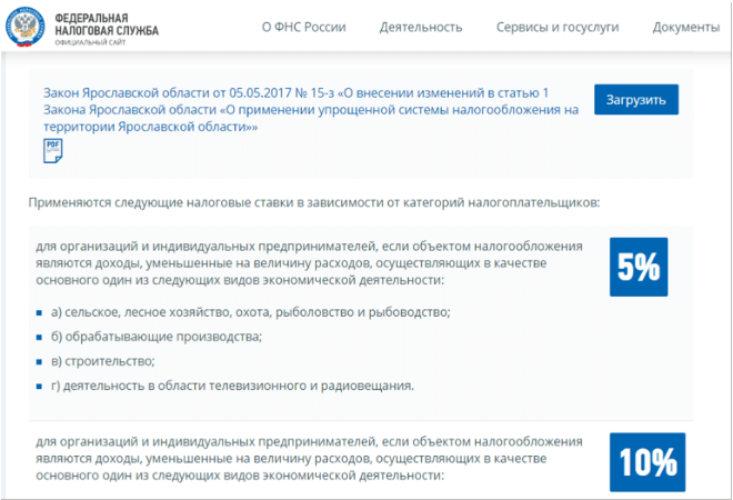 Выбор регионального закона на сайте nalog.ru