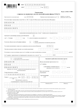 Форма 21001, страница 1, образец