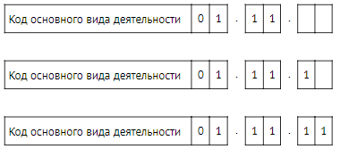 Ввод кодов ОКВЭД в поля формы Р11001